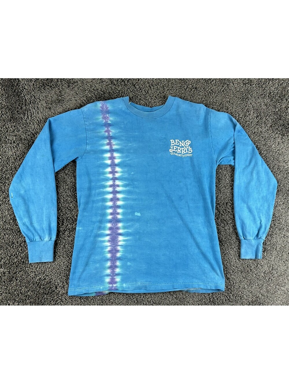 Vintage Ben & Jerrys Ice Cream Shirt Long Sleeve Tie Dye Mens Medium Y2K 90s